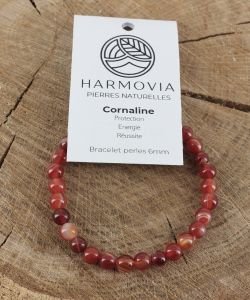 Bracelet Cornaline Rubanée perles 6mm, 1 part